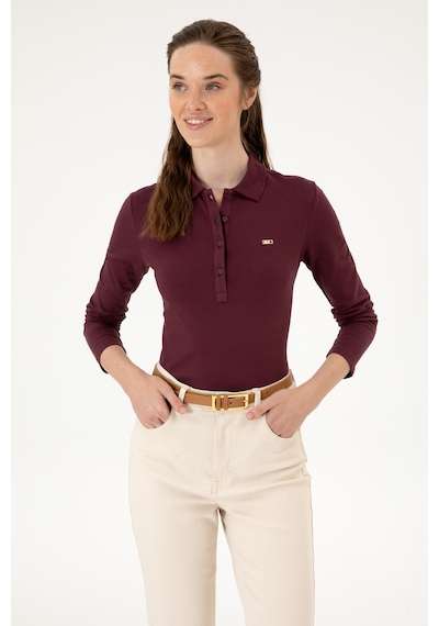 U.S. Polo Assn. Kadın Bordo Basic Polo Yaka Sweatshırt 50313593-VR177