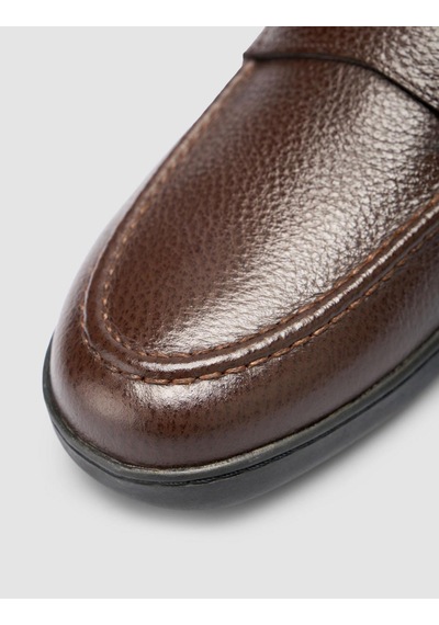 Cabani Atria %100 Hakiki Deri Koyu Kahverengi Düz Erkek Loafer