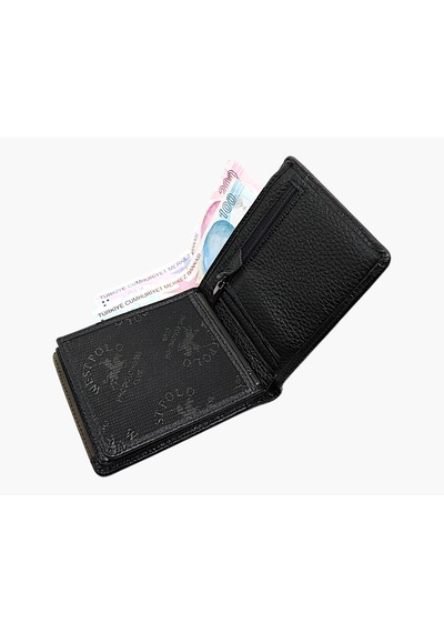 Westpolo Hakiki Deri Kağıt Para Ve Bol Kart Bölmeli Slim Unisex Cüzdan - Siyah-haki Siyah-cr Haki