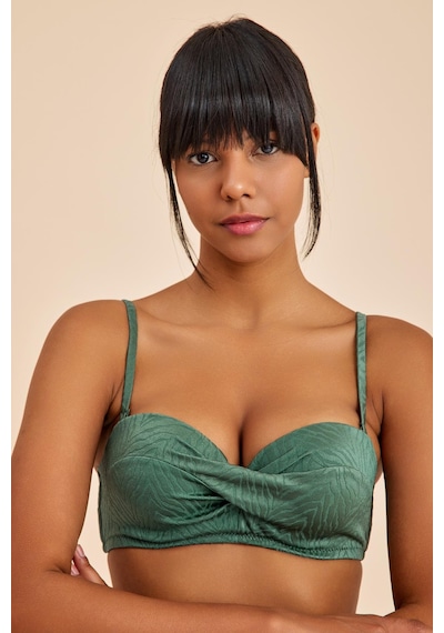 Amarelle Bali Yeşil Balenli Dolgulu Straplez Push-up Bikini Üst Yeşil