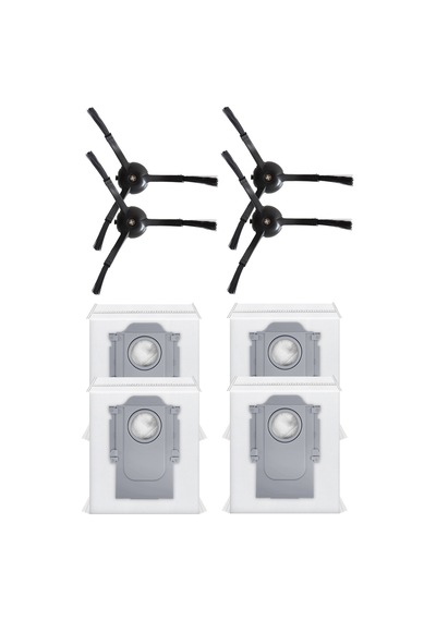 Roborock Qrevo Plus Uyumlu 4 Adet Siyah Yan Fırça 4 Adet Toz Torbası