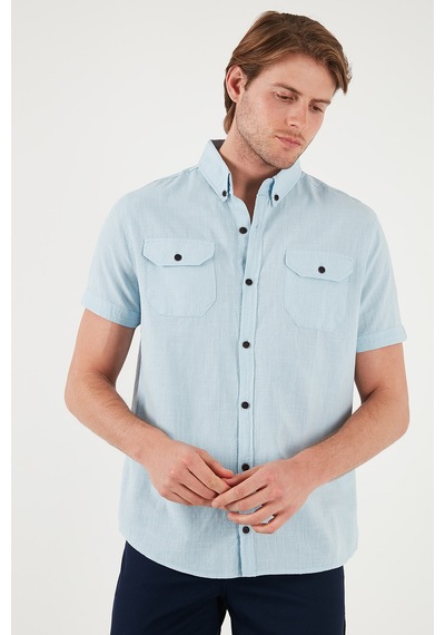 Buratti Düğmeli Yaka Pamuklu Slim Fit Cepli Erkek Gömlek Cf21S111153 Açık Mavi Buratti Düğmeli Yaka Pamuklu Slim Fit Cepli Erkek Gömlek Cf21S111153 Açık Mavi