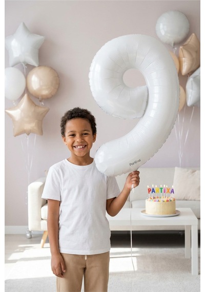 Beyaz 32 İnç Rakam 9 Folyo Balon 9 Yaş Doğum Günü Konsepti Sayı Balonu Helyum Uyumlu Parti Dekorasyon Süsleme Çok Renkli
