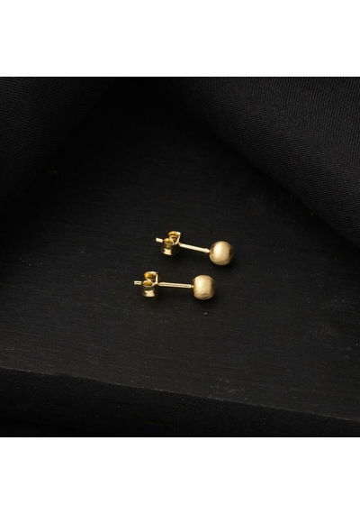 Bilezikci 14 Ayar Altın Mat Top Küpe 4 Mm. Kpads14k29578