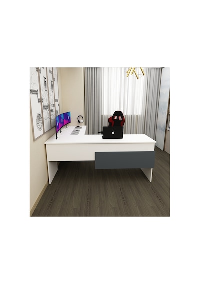 Sell L Çalışma Ofis Gaming Oyuncu Masası Beyaz - Antrasit Beyaz - Antrasit