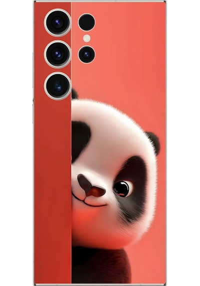 Samsung Galaxy S23 Ultra Uyumlu Şeffaf Kılıf 4 Peluş Panda Tasarımlı