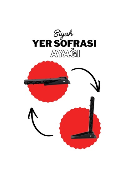 4 Adet Yer Sofrası Ayağı 22 Cm Siyah Plastik Katlanır Sofra Ayağı Yer Sofrası Sini Altı Ayak 22 Cm Siyah Siyah