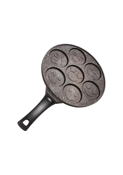 Pankek Tavası 28 Cm 7 Emoji Gözlü Döküm Pankek Tavası Siyah