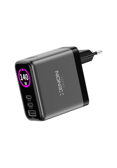 Xenon Smart Hızlı Şarj Adaptörü 140w Gan, 2x Usb-c & Usb-a Çıkışı, Pd Pps, Dijital Ekran X6415