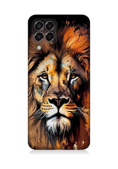 Samsung Galaxy M33 Uyumlu Silikon Kılıf Sarı Kırmızı Kral Aslan