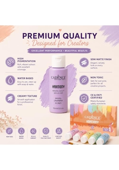 Harmony Akrilik 10'lu Set Pastel Renkler 59ml 0,15 L
