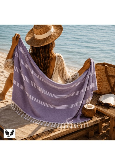 Pega Sultan Peştamal %100 Koton Mor Plaj Havlusu 90 x 170 CM