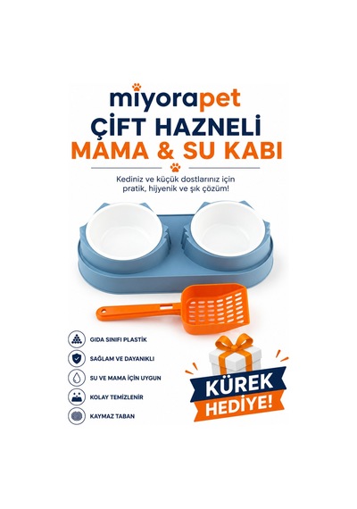 Mad-002 İkili Mama Su Kabı-mavi