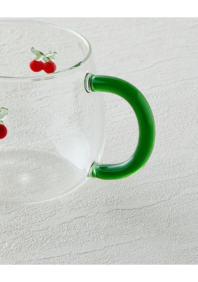 English Home Cherry Borosilikat Cam Kupa 400 Ml Kırmızı - Yeşil