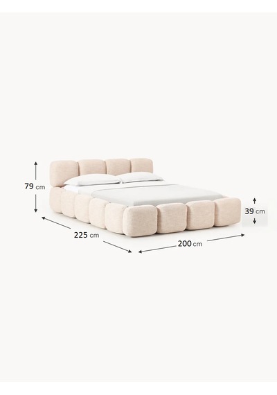 Most Oktagon Bazalı Mdf Karyola 180x200 Bej Bukle Kumaş İşbir Kuştüyü Sünger Evinize Teslim 180 x 200