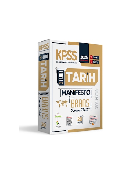 2026 KPSS Genel Kültür 3 Adım Tarih Manifesto 20li Dijital Çözümlü Branş Deneme Paketi