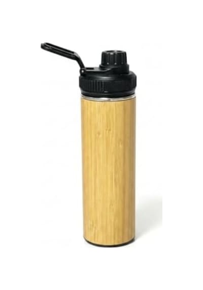 450 Ml Bambu Kaplama Tabanlı Mat Siyah Çelik Termos - Sıcak Ve Soğuk Tutucu Sızdırmaz Seyahat Bardağı Mug Açık Beyaz