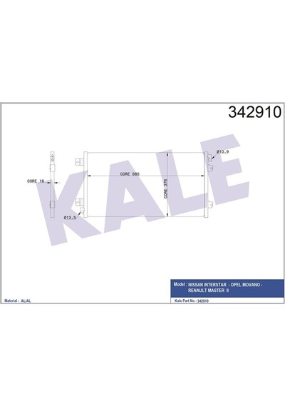 Kale Klıma Radyatoru Kondenser Renault Master Iı 2.5 Dcı 03/ / Opel Movano 1.9 Dtı 98/01 Klr-342910