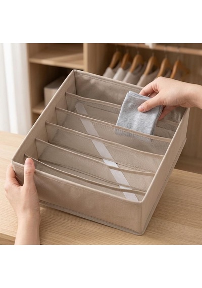 6 Bölmeli Bez Çekmece Organizeri, 32 X 32 X 10 Cm Katlanabilir Tnt Kumaş Düzenleyici Saklama Kutusu, Fermuarlı Kapa Diğer