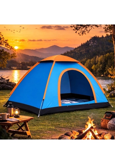 3 Kişilik Yarı Otomatik Kurulum Kamp Çadırı Suya Dayanıklı, Taşıma Çantalı Outdoor Aile Çadırı, Pi Çok Renkli