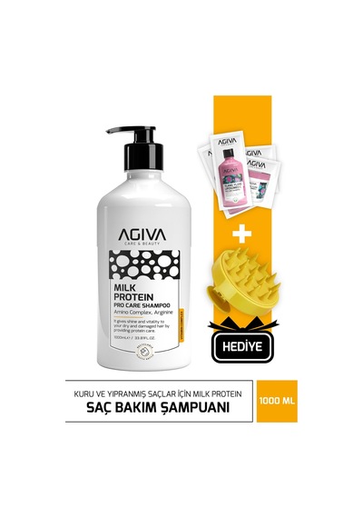 Milk Protein Saç Bakım Şampuanı 1000 Ml Agiva Care & Beauty Kuru Yıpranmış Saçlar Amino Complex