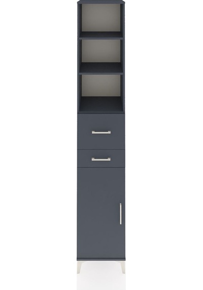 Hyperion Dolap 4 Raflı 2 Çekmeceli Tek Kapaklı 44x44x243 Antrasit-antrasit Antrasit