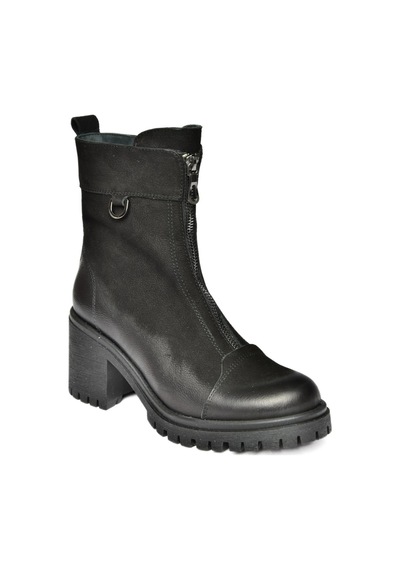 Fox Shoes R654095903 Siyah Hakiki Deri Kalın Topuklu Kadın Bot Siyah