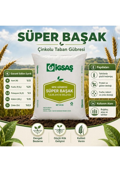 İgsaş Süper Başak Çinkolu Taban Gübresi 50 Kg 50 G