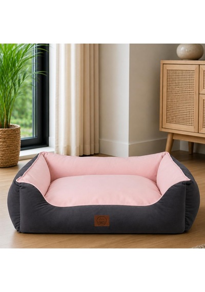 Lucy Köpek Yatağı 40 55 18 Cm Gri Pembe - Yüksek Kaliteli Pet Minderi, Yumuşak Ve Dayanıklı Kumaş, 30 C Yıkanabilir, Konforlu Dinlenme Alanı Köpek Yatak M