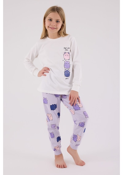 Rolypoly Kız Çocuk Beyaz Pijama Takımı Rp3704-c-v2 Beyaz