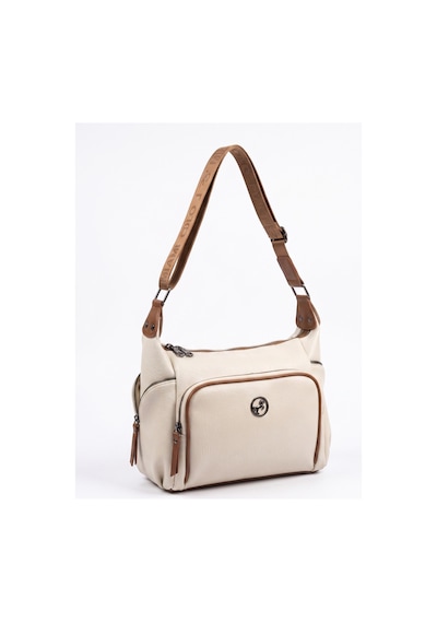 Miami Polo Clup Çok Bölmeli Çapraz Çantası 26/19 Cm Krem