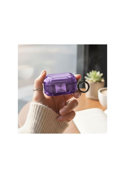 Caseonn Galaxy Buds 2 - Buds 2 Pro Kılıf Transparan Emniyet Kilitli Mor
