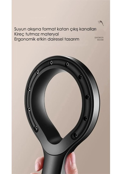 Super Sonic Su Tasarruflu Siyah Turbo Jet Banyo Duş Başlığı El Duşu Duş Başlığı Siyah Eva / Pvc Su T Diğer