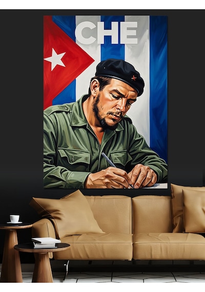 Che Guevara Çalışırken Resmi Dekoratif Kanvas - Mdf Ahşap Tablo