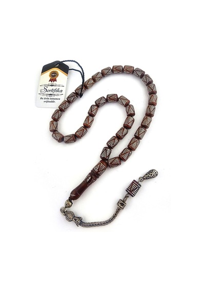 925 Ayar Gümüş Kakmalı 8 X 11 Mm Tane Boıyutlu Özel Usta İşi Kuka Tesbih
