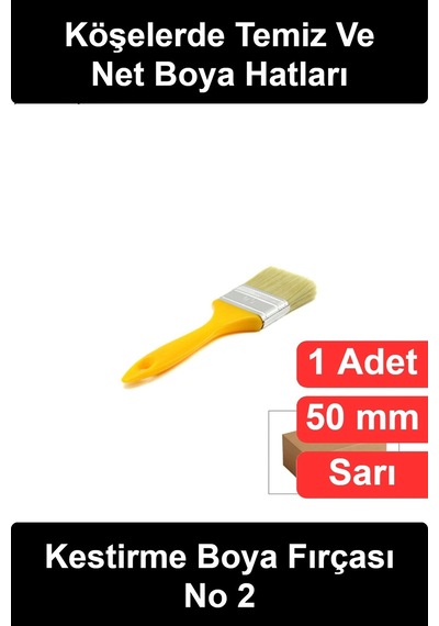 Boyafırçası Kestirme Boya Fırçası 50 Mm No 2 Sarı Saplı Ergonomik Profesyonel Boyacı Duvar Tavan Kö