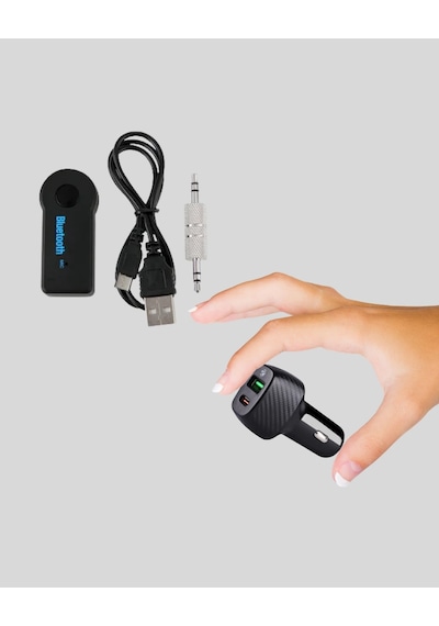 Mey İthalat Aux Bluetooth Adaptör Ve 38w Hızlı Araç Şarj Cihazı Seti