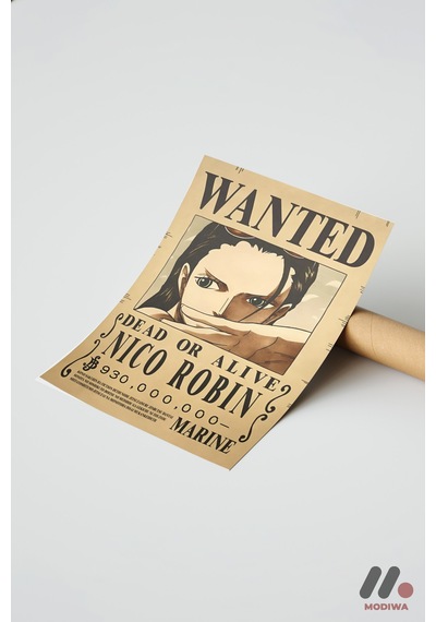 One Piece Nico Robin Wanted Poster, Çerçevesiz Yüksek Kalite Duvar Afişi - Anime Severlere Özel Hedi