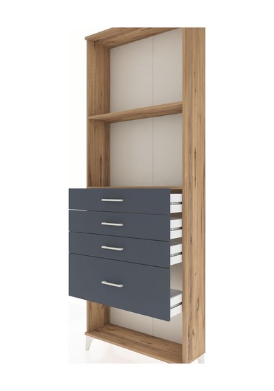 Arges Dolap 2 Raflı 4 Çekmeceli 88x30x243 Çam-antrasit Atlas Çam