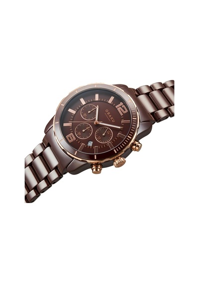 Obaku Denmark V278gcxncn Quartz Seramik Kahverengi 43 Mm Erkek Kol Saati Kahverengi
