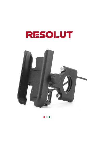 Resolut Motosiklet USB Şarjlı Alüminyum Alaşım Gidon Bağlantılı Telefon Tutucu