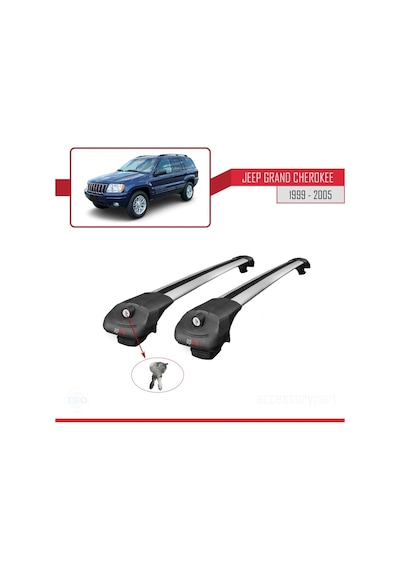 Jeep Grand Cherokee 1999-2005 Arası İle Uyumlu Ace-1 Ara Atkı Tavan Barı Gri