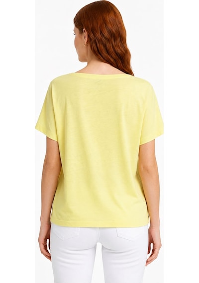 Neden Tekstil Kadın Sarı V Yaka Kısa Kollu Rahat T-shirt