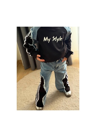 Toikids Kız Çocuk My Style Kot Garnili İkili Takım Siyah