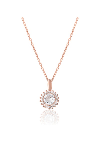 Zanaatsilver 925 Ayar Gümüş Rose Elmas Montürlü Kolye