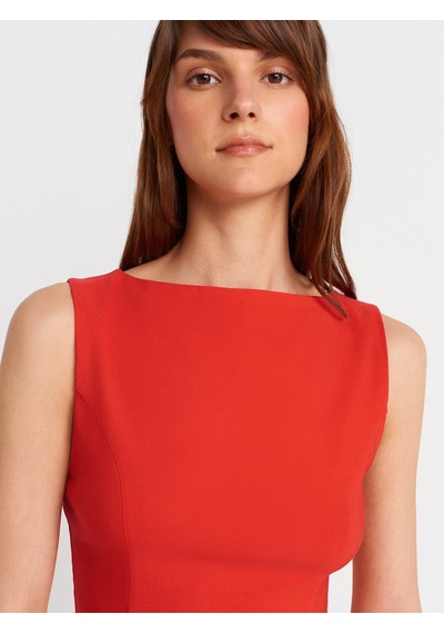 Dilvin 50281 Peplum Top-kırmızı Kırmızı