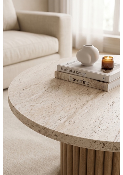 Soyasis Petra Bohem Orta Sehpa 70 Cm - Traverten