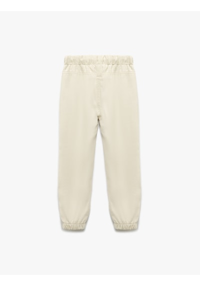 Koton Beli Bağcıklı Cepli Basic Viskon Jogger Eşofman Altı Bej 5smb40034tw Ekru
