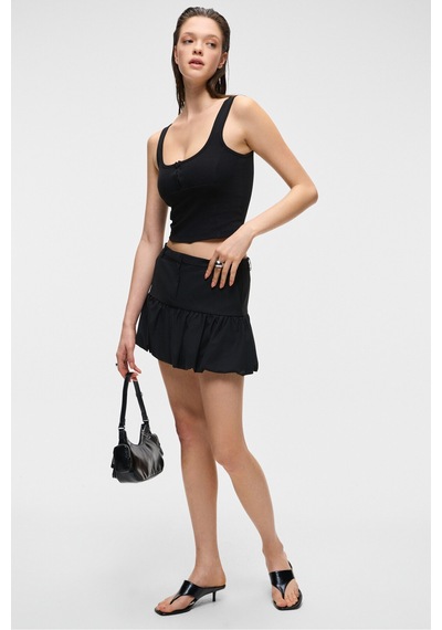 ETHIQUET A YONA Kadın Slim Fit U Yaka Siyah Atlet
