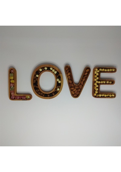 Ahşap Love Yazılı 4 Parça Çerezlik